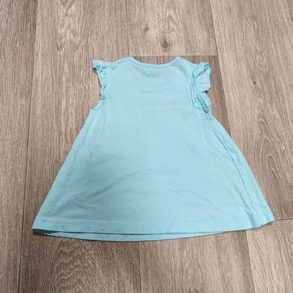 George Baby Girls Light Blue Sleeveless Ruffle Dress 1.5-2Y 86-92cm