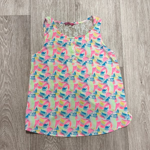 VD Girls Sleeveless Top 10-11Y 146cm Abstract Multicolor Lace Back Blouse
