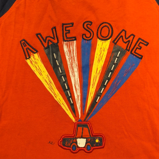 George Boys Long Sleeve T-Shirt 6-7 Yrs Awesome Car Raglan Orange Navy