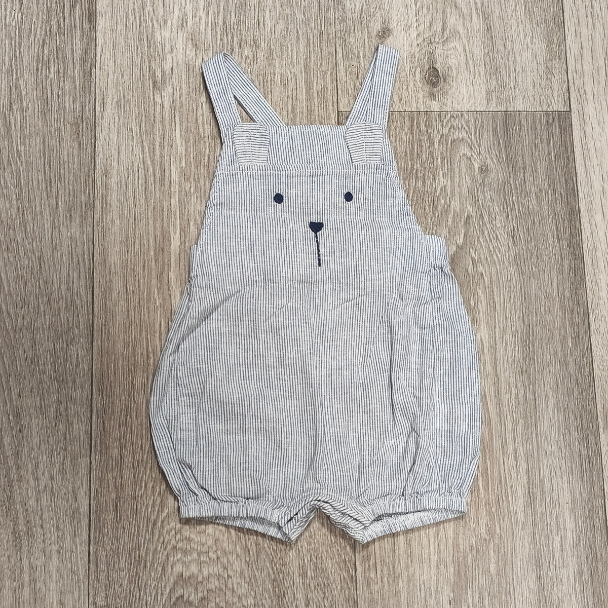George Baby 0-3M Blue Striped Bear Dungarees Romper Overalls Shorts