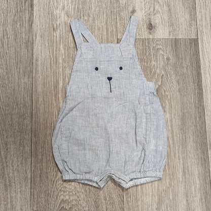 George Baby 0-3M Blue Striped Bear Dungarees Romper Overalls Shorts