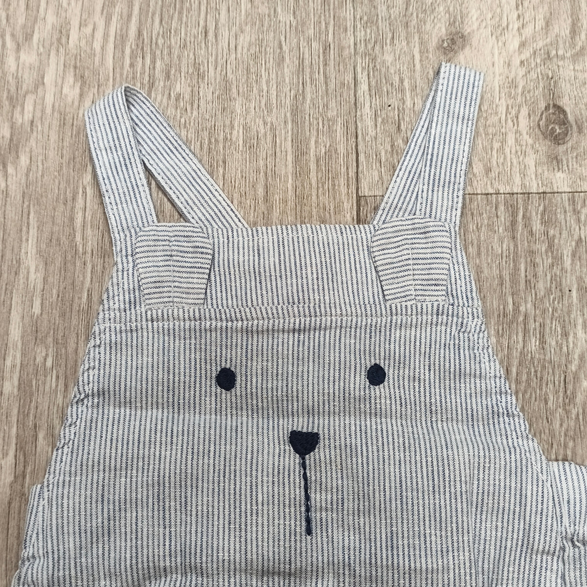 George Baby 0-3M Blue Striped Bear Dungarees Romper Overalls Shorts