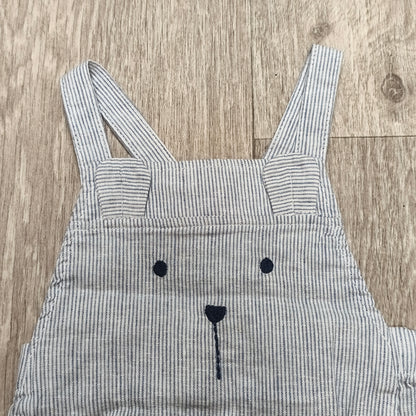 George Baby 0-3M Blue Striped Bear Dungarees Romper Overalls Shorts