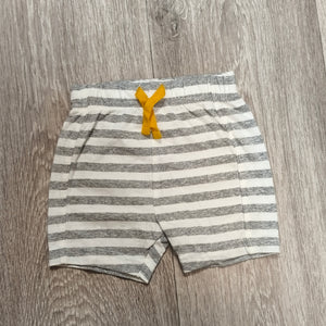 Nutmeg Baby Shorts 3-6 Months 68cm Grey White Striped 100% Cotton