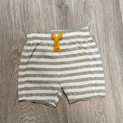 Nutmeg Baby Shorts 3-6 Months 68cm Grey White Striped 100% Cotton