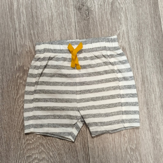 Nutmeg Baby Shorts 3-6 Months 68cm Grey White Striped 100% Cotton