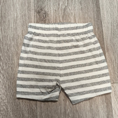 Nutmeg Baby Shorts 3-6 Months 68cm Grey White Striped 100% Cotton