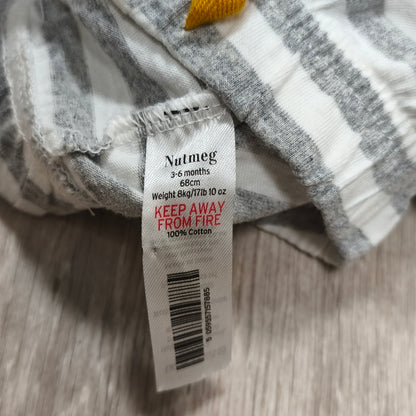 Nutmeg Baby Shorts 3-6 Months 68cm Grey White Striped 100% Cotton