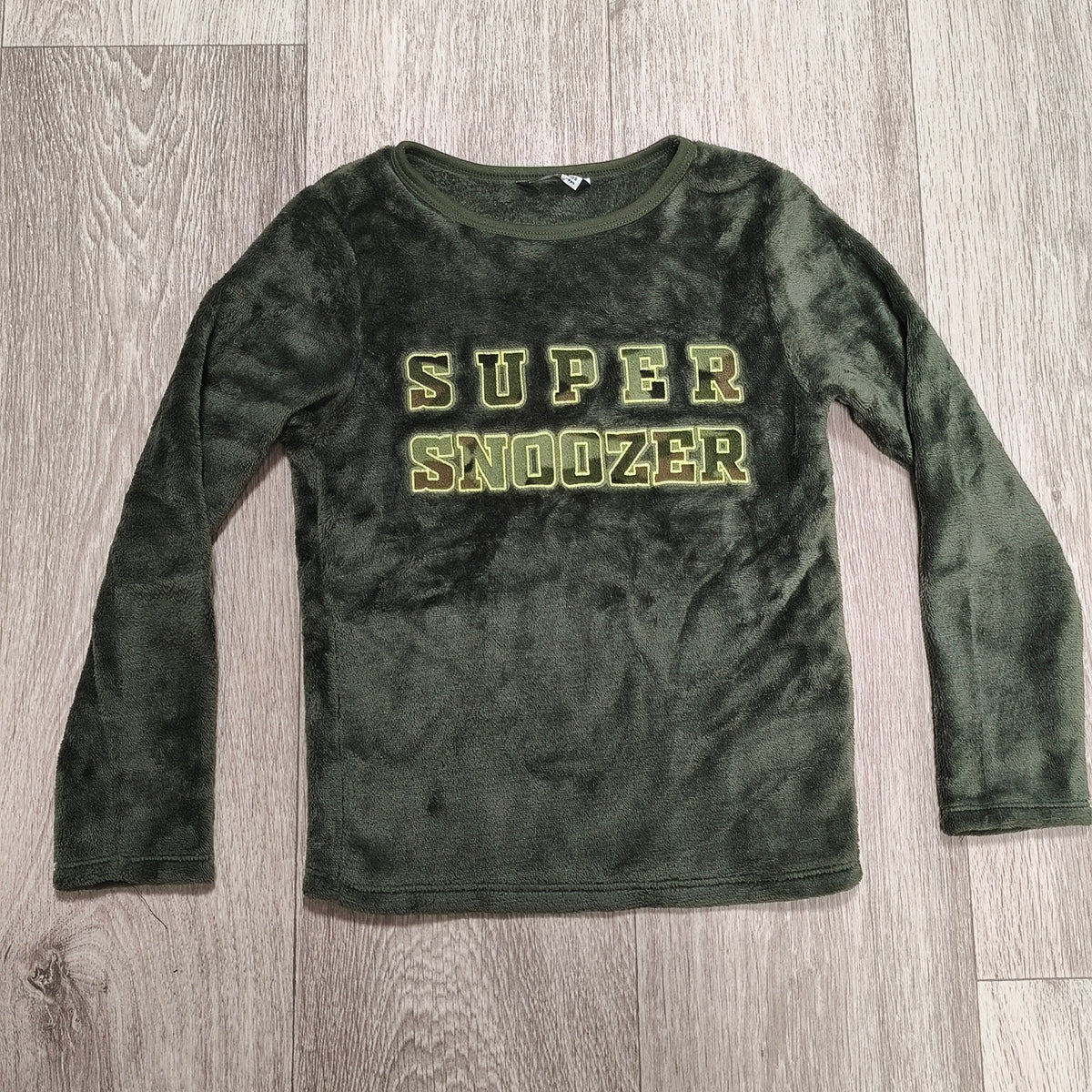 Pepco Kids Fleece Top 7-8 Years Green Super Snoozer Camo Long Sleeve