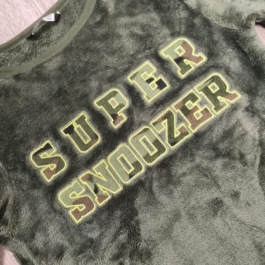 Pepco Kids Fleece Top 7-8 Years Green Super Snoozer Camo Long Sleeve