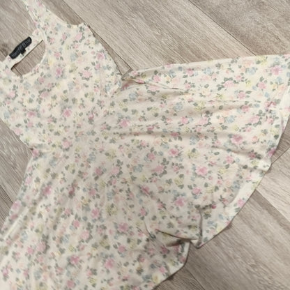 Topshop Petite Floral Skater Dress UK 8 US 4 EUR 36 Cream Pink Sleeveless