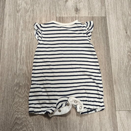 Disney Baby Minnie Mouse Romper 0-1M Striped Sleeveless Ruffle Pocket