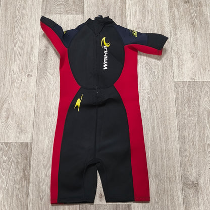 WAIHUI Kids Shorty Wetsuit 11-12 Yrs 152cm Black Red Neoprene Surf