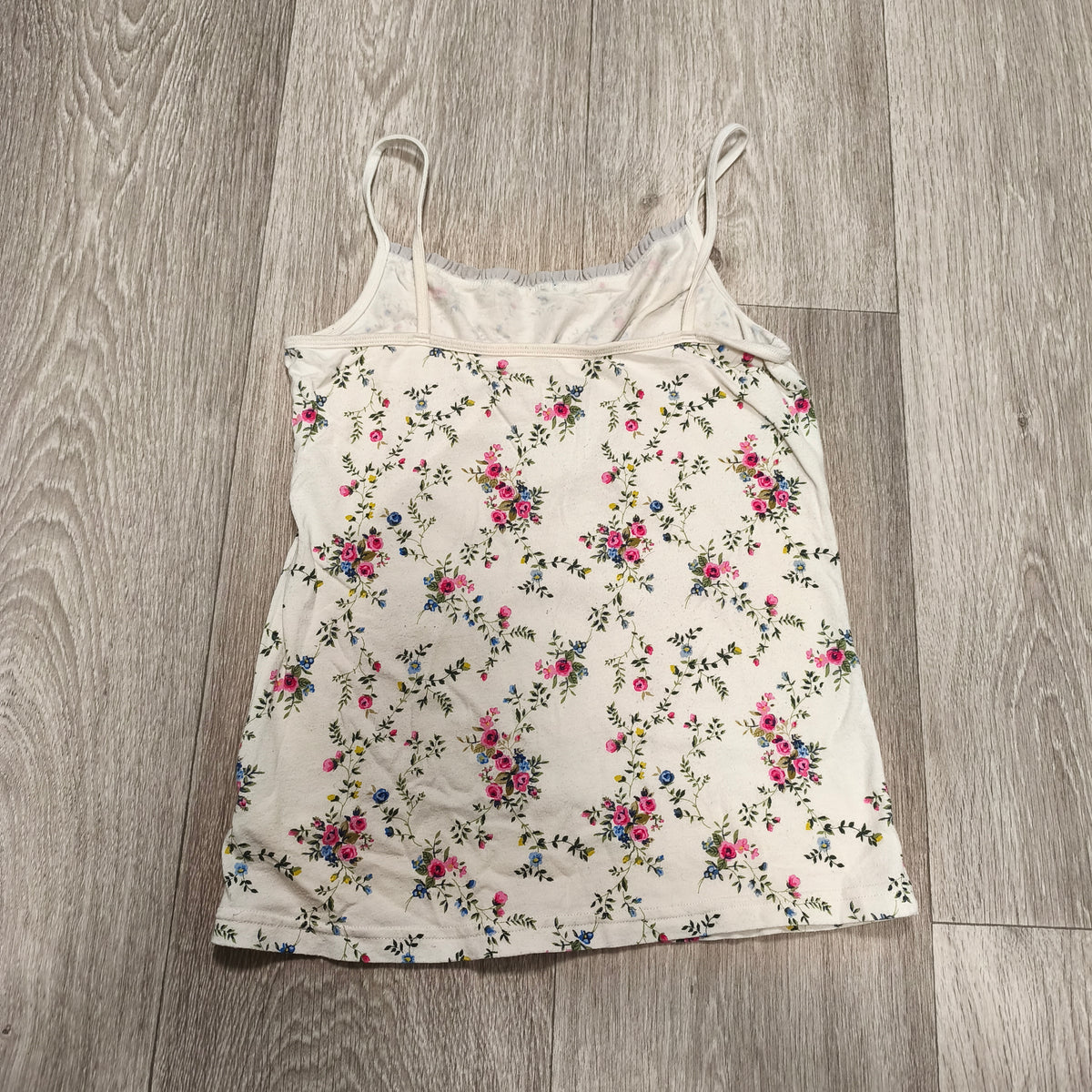 Next Girls Floral Cami Vest Top 11-12 Years 152cm White Cotton Spaghetti Strap