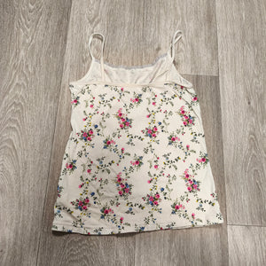 Next Girls Floral Cami Vest Top 11-12 Years 152cm White Cotton Spaghetti Strap