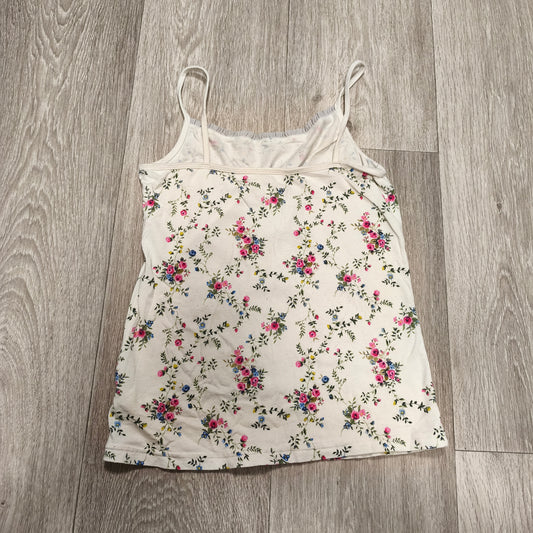 Next Girls Floral Cami Vest Top 11-12 Years 152cm White Cotton Spaghetti Strap