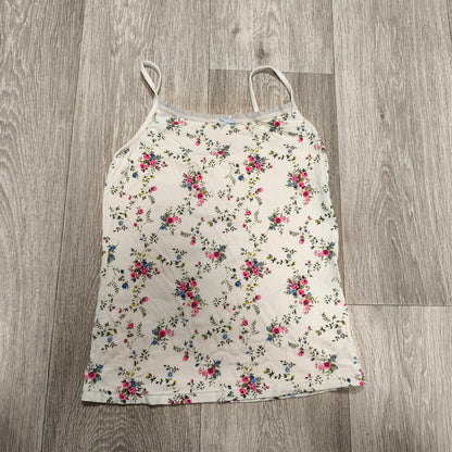 Next Girls Floral Cami Vest Top 11-12 Years 152cm White Cotton Spaghetti Strap