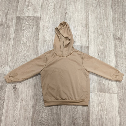 SHEIN Kids Beige Solid Pullover Hoodie Long Sleeve Size 5Y