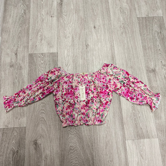 Love Forever Stella Top XS Pink Floral Off Shoulder Crop Blouse Viscose NWT