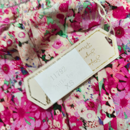 Love Forever Stella Top XS Pink Floral Off Shoulder Crop Blouse Viscose NWT