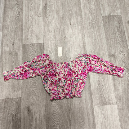 Love Forever Stella Top XS Pink Floral Off Shoulder Crop Blouse Viscose NWT