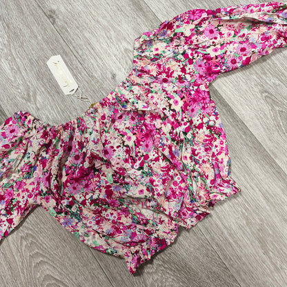 Love Forever Stella Top XS Pink Floral Off Shoulder Crop Blouse Viscose NWT