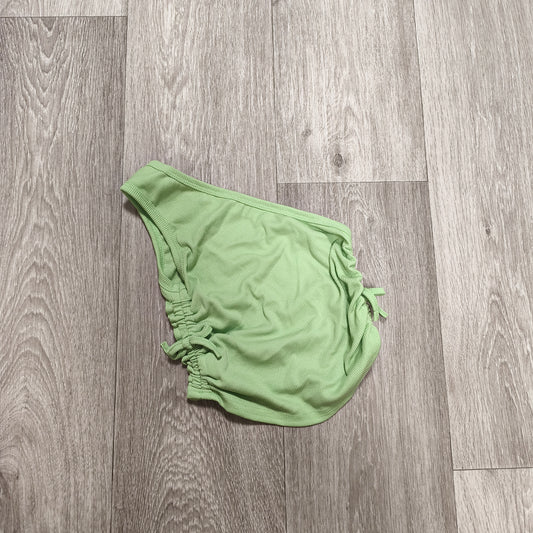 SHEIN Girls Ribbed One Shoulder Ruched Drawstring Crop Top 9Y Green