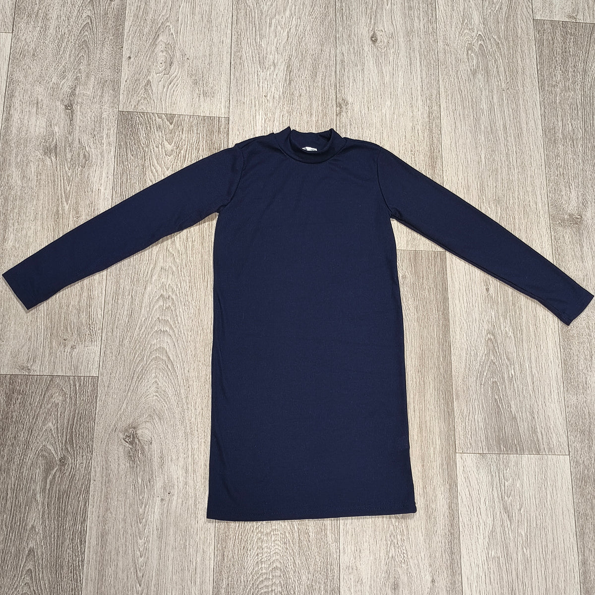 Sinsay Girls Navy Ribbed Mock Neck Long Sleeve Dress Size 134 CM 9 Years