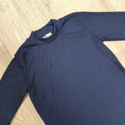 Sinsay Girls Navy Ribbed Mock Neck Long Sleeve Dress Size 134 CM 9 Years