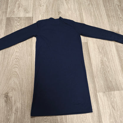 Sinsay Girls Navy Ribbed Mock Neck Long Sleeve Dress Size 134 CM 9 Years