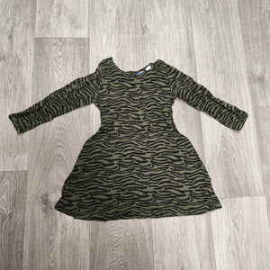 Lupilu Girls Dress 98/104 2-4 Years Green Zebra Print Long Sleeve Viscose