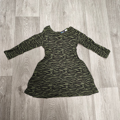 Lupilu Girls Dress 98/104 2-4 Years Green Zebra Print Long Sleeve Viscose
