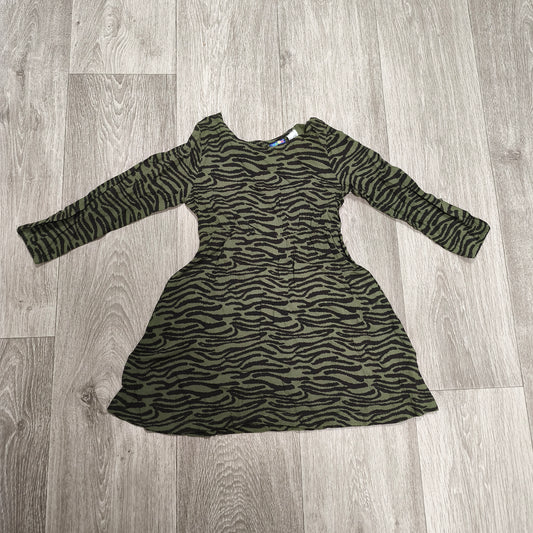 Lupilu Girls Dress 98/104 2-4 Years Green Zebra Print Long Sleeve Viscose