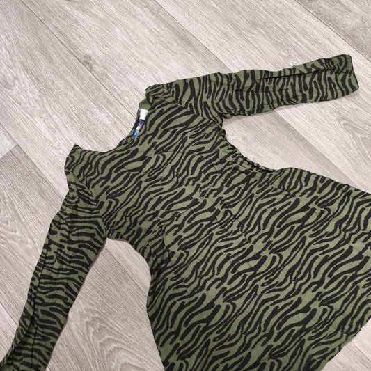 Lupilu Girls Dress 98/104 2-4 Years Green Zebra Print Long Sleeve Viscose
