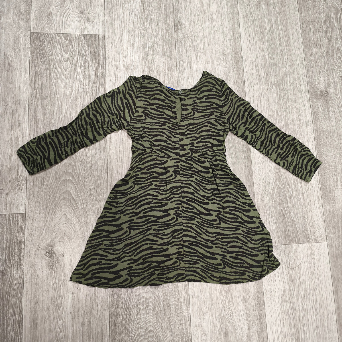 Lupilu Girls Dress 98/104 2-4 Years Green Zebra Print Long Sleeve Viscose