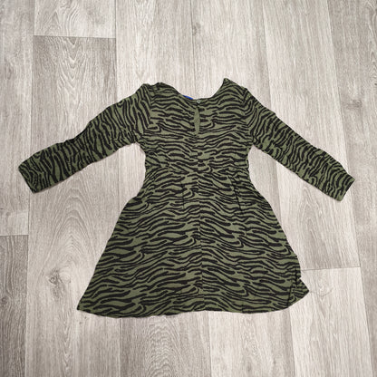 Lupilu Girls Dress 98/104 2-4 Years Green Zebra Print Long Sleeve Viscose