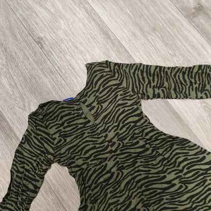 Lupilu Girls Dress 98/104 2-4 Years Green Zebra Print Long Sleeve Viscose