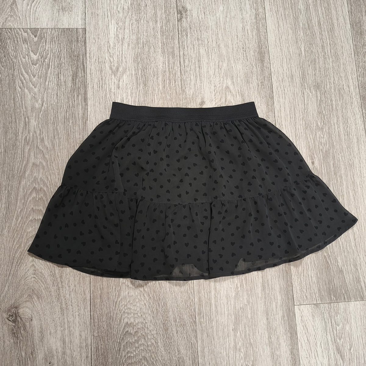 H&M Divided Black Heart Dot Ruffle Mini Skirt EUR 38 US 8