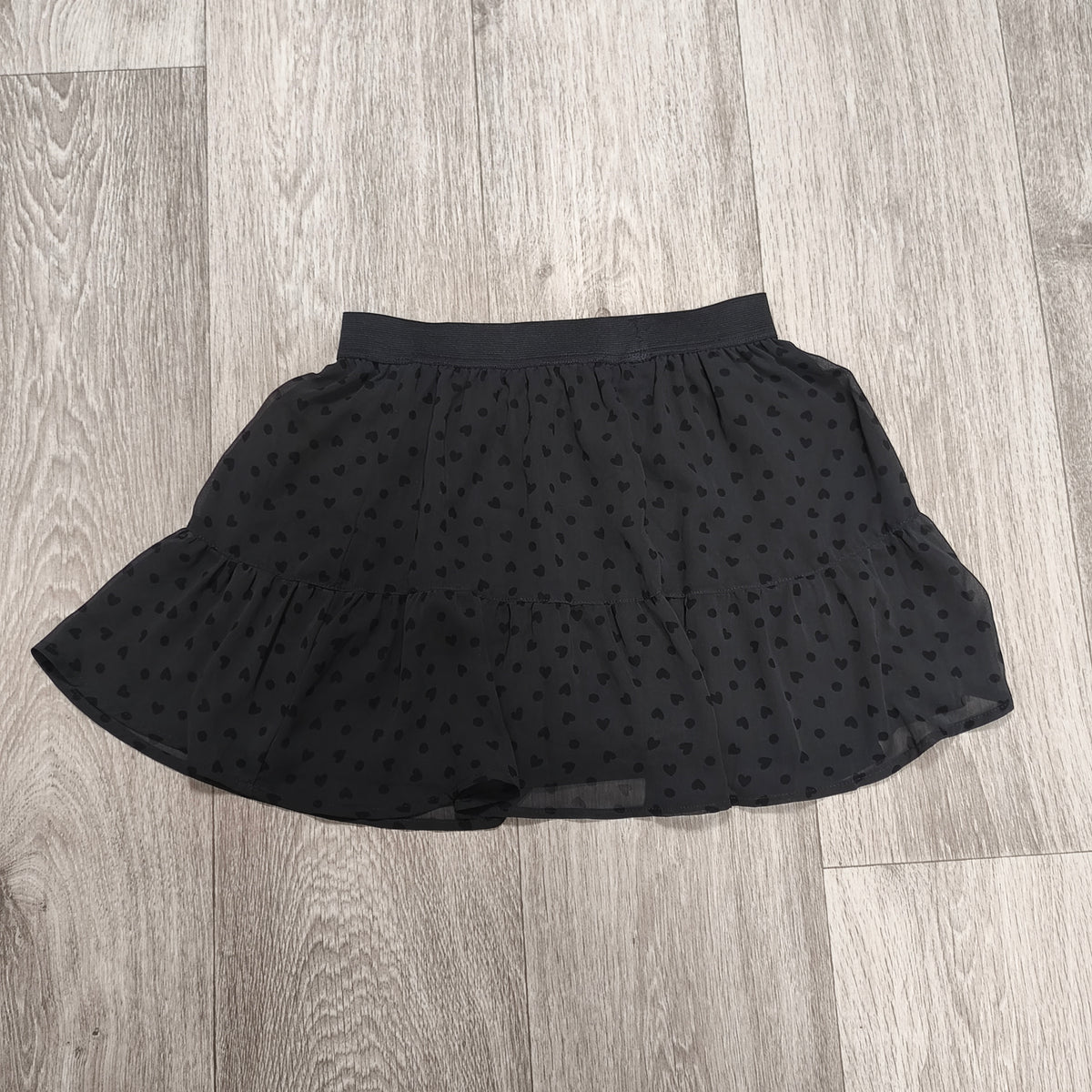 H&M Divided Black Heart Dot Ruffle Mini Skirt EUR 38 US 8