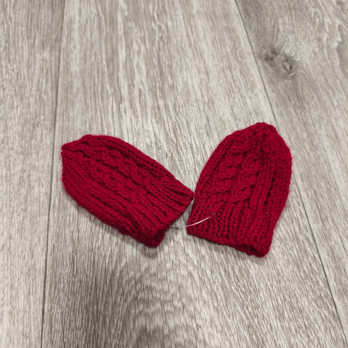Baby Mittens Red Knitted Cable Thumbless Infant Newborn Warm Winter 12cm