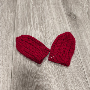 Baby Mittens Red Knitted Cable Thumbless Infant Newborn Warm Winter 12cm