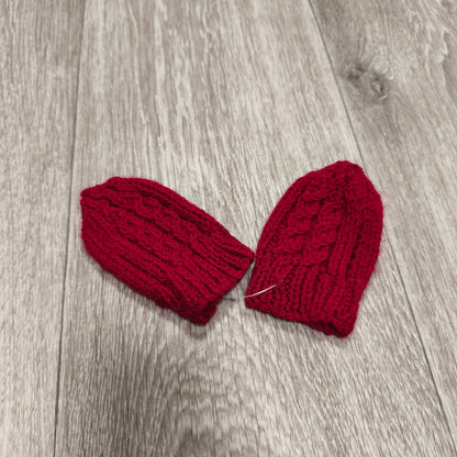 Baby Mittens Red Knitted Cable Thumbless Infant Newborn Warm Winter 12cm