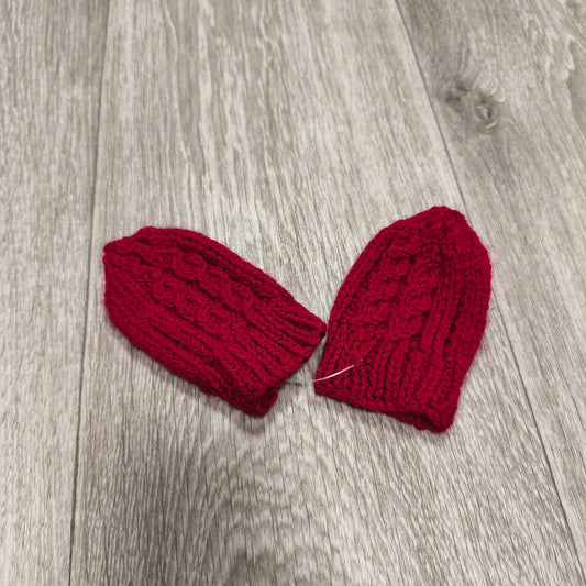 Baby Mittens Red Knitted Cable Thumbless Infant Newborn Warm Winter 12cm
