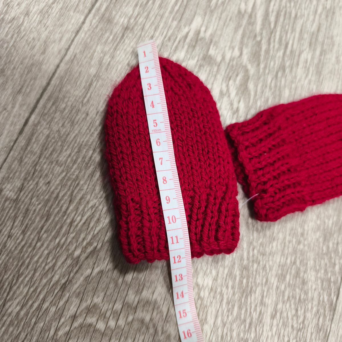 Baby Mittens Red Knitted Cable Thumbless Infant Newborn Warm Winter 12cm