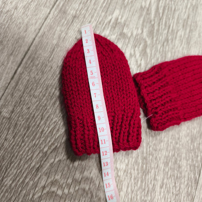Baby Mittens Red Knitted Cable Thumbless Infant Newborn Warm Winter 12cm