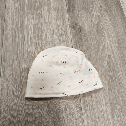 So Cute Baby Hat 74cm 6-9 Months White Pink Hearts Cat Love Cotton Beanie