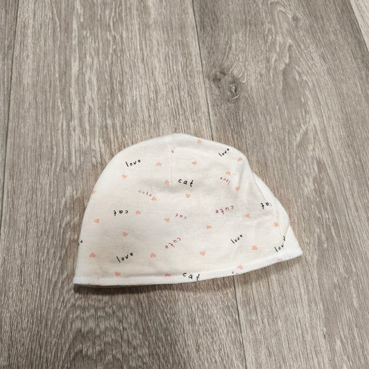 So Cute Baby Hat 74cm 6-9 Months White Pink Hearts Cat Love Cotton Beanie