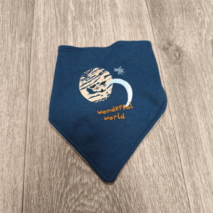 M&S Baby Bandana Dribble Bib Navy Wonderful World Planet Moon Space Cotton