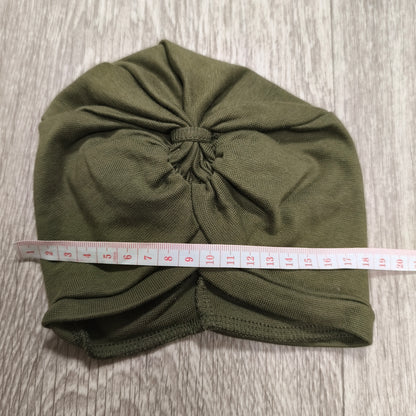 Wooly Organic Baby Turban Hat Beanie 95% Organic Cotton Olive Green