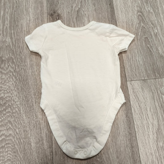 George Baby Bodysuit 0-3 Months White Short Sleeve Snap One Piece Unisex